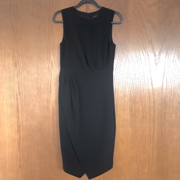 JCREW Dress with rouched waist and draped skirt, Black, 4 - Picture 2 of 10